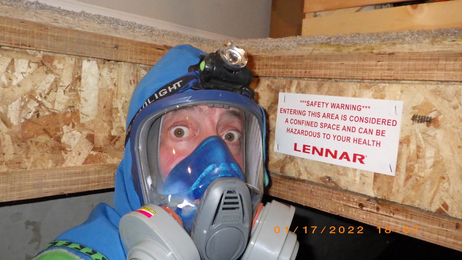 Bryan Mize entering a Lennar confined space