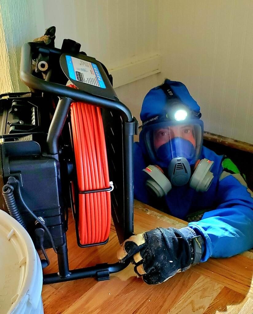 Bryan Mize with sewer scope equipment